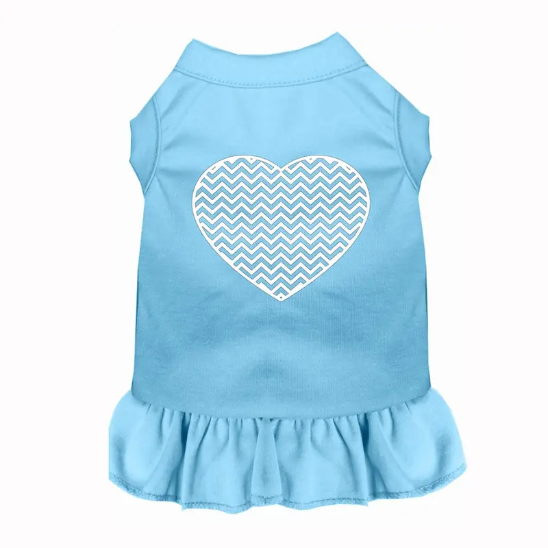 Chevron Heart Screen Print Dog Dress - Baby Blue