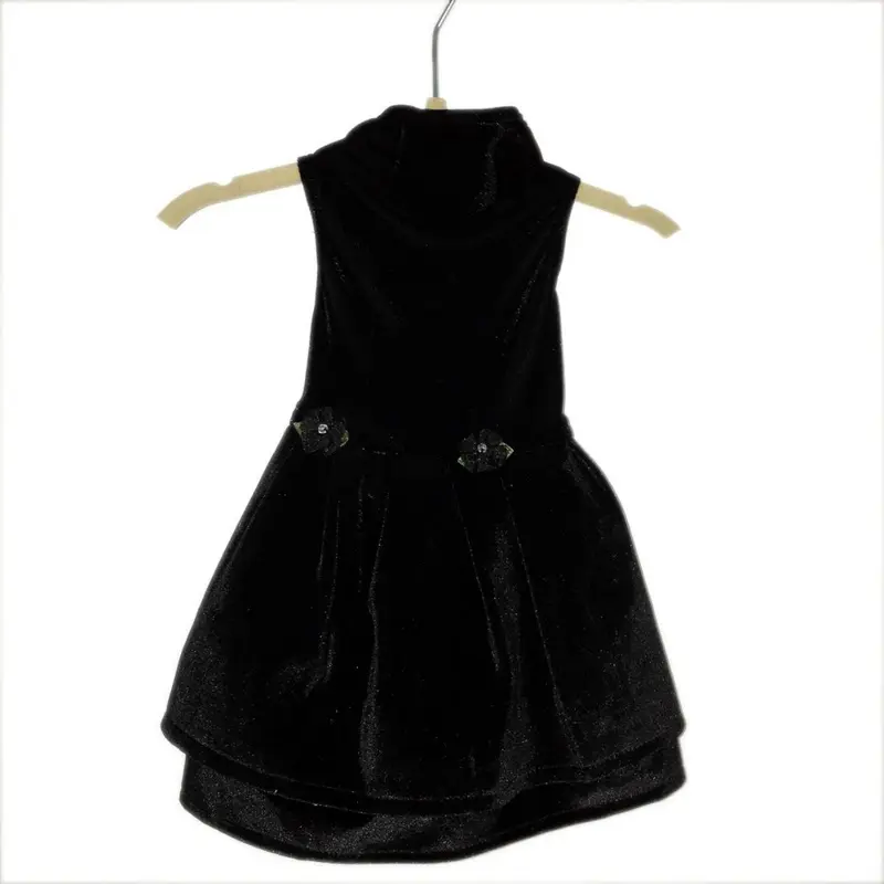 Daisy and Lucy Stretch Velvet Double Skirt Dog Dress - Black