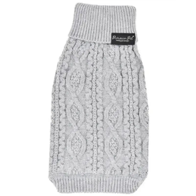 Parisian Pet Cable Knit Dog Sweater - Cloud Gray