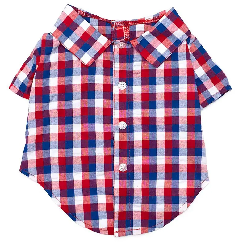 Worthy Dog Red, White & Blue Check Dog Shirt
