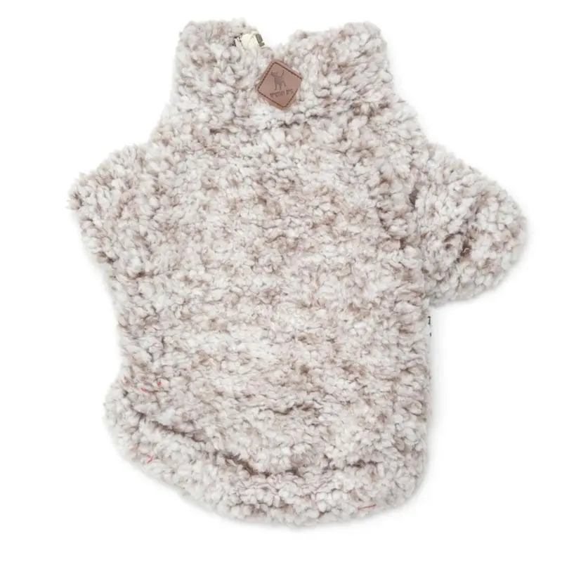 Worthy Dog Wubby Fleece Quarter Zip Dog Pullover - Ivory