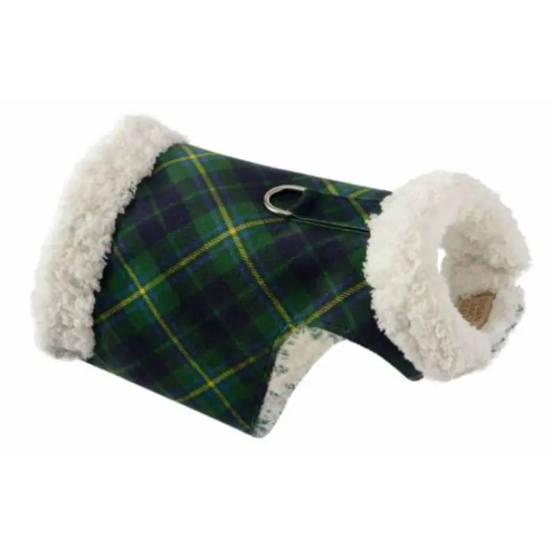 Susan Lanci Scotty Plaid Bowzer Dog Coat - Forest