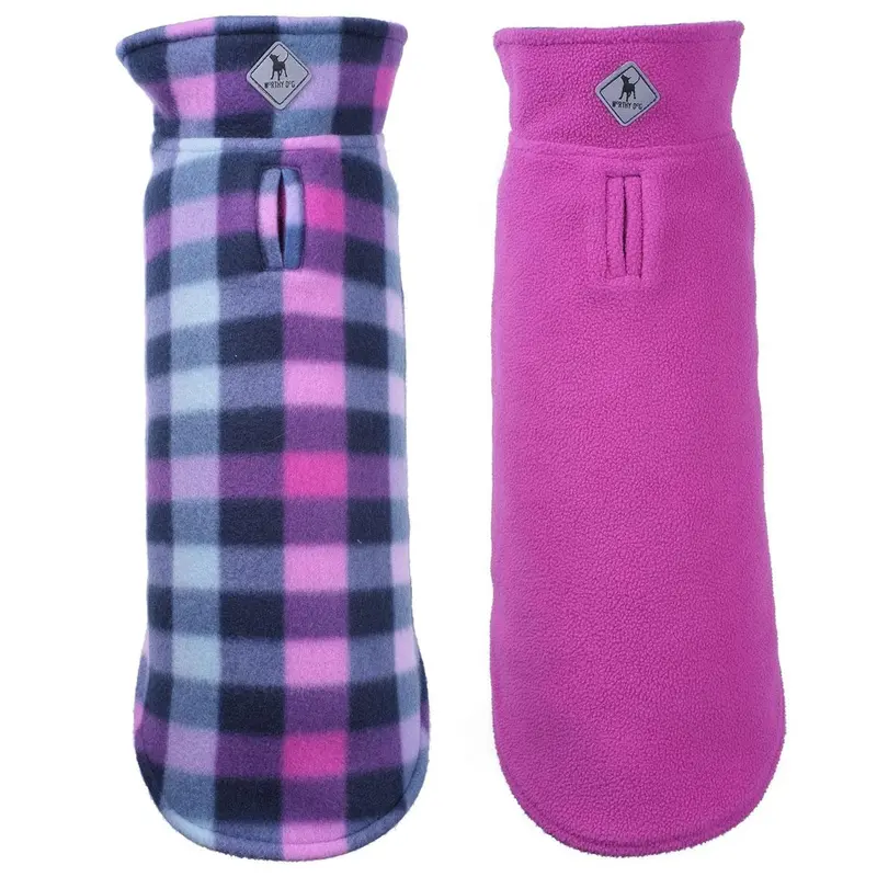 Worthy Dog Fargo Fleece Dog Jacket - Purple Checkered Plaid/Purple
