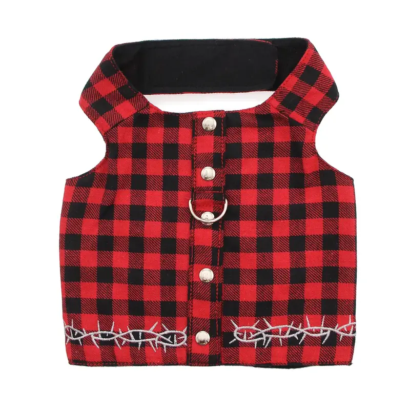 Doggles Biker Vest Dog Harness - Buffalo Plaid