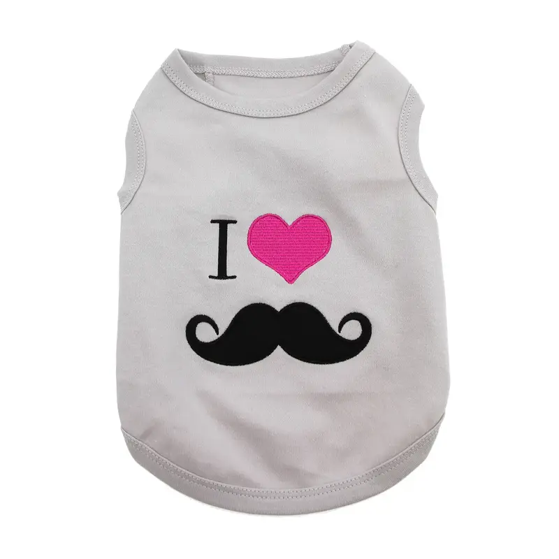 I Heart Mustache Dog Tank - Gray