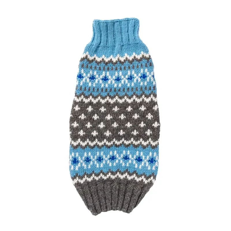Chilly Dog Handmade Fairisle Wool Dog Sweater - Light Blue
