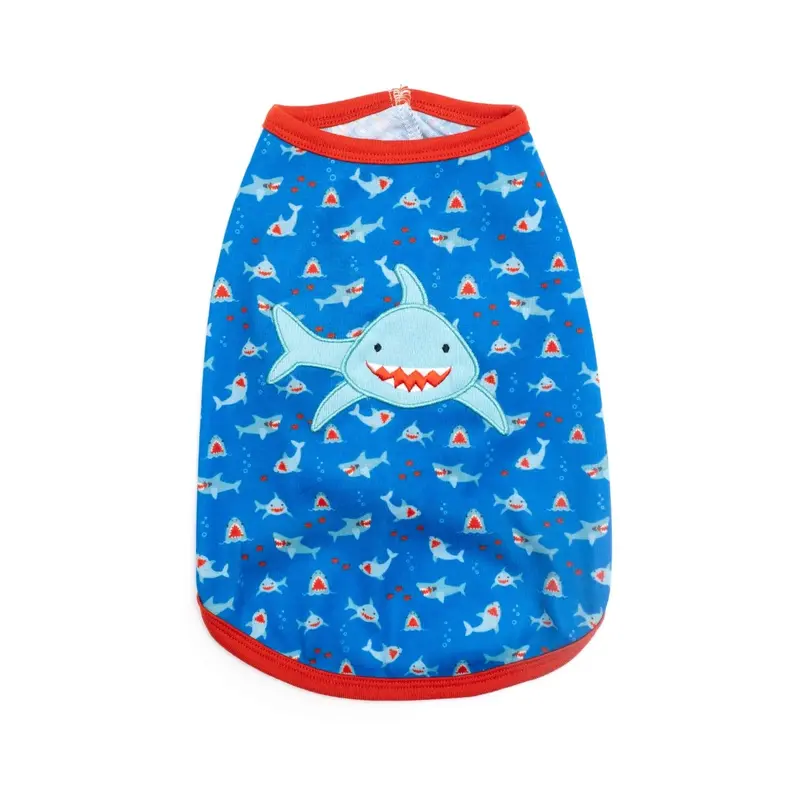 Worthy Dog Sam the Shark Dog T-Shirt - Blue with Red Trim