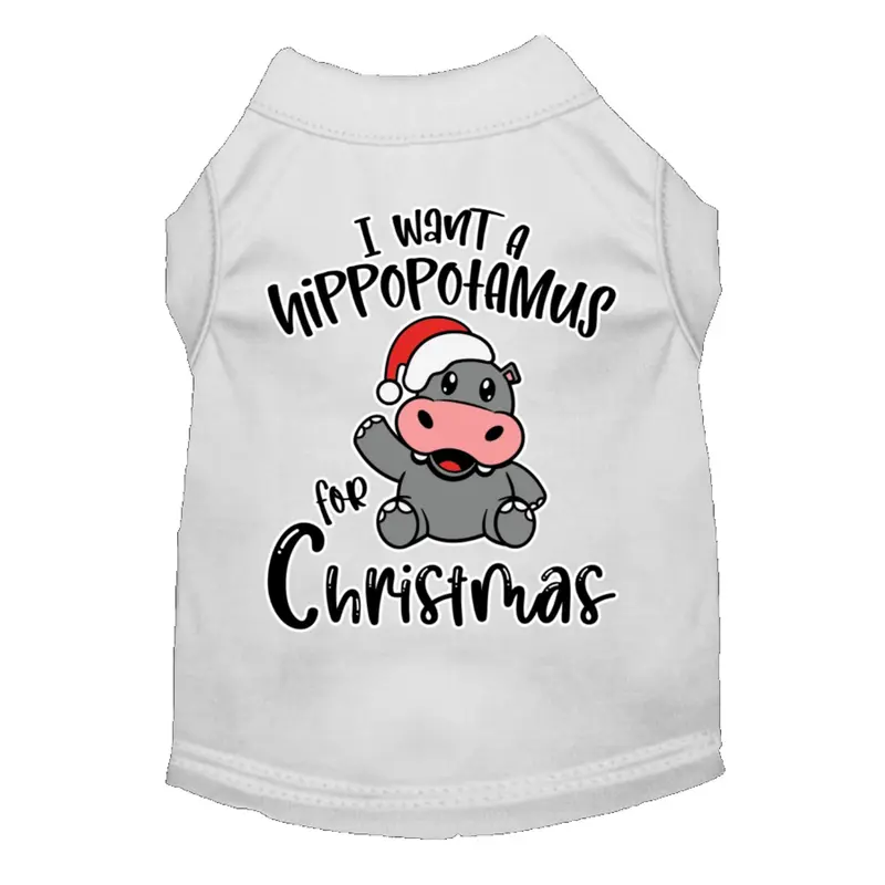 Mirage Holiday Hippo for Christmas Dog Shirt - White