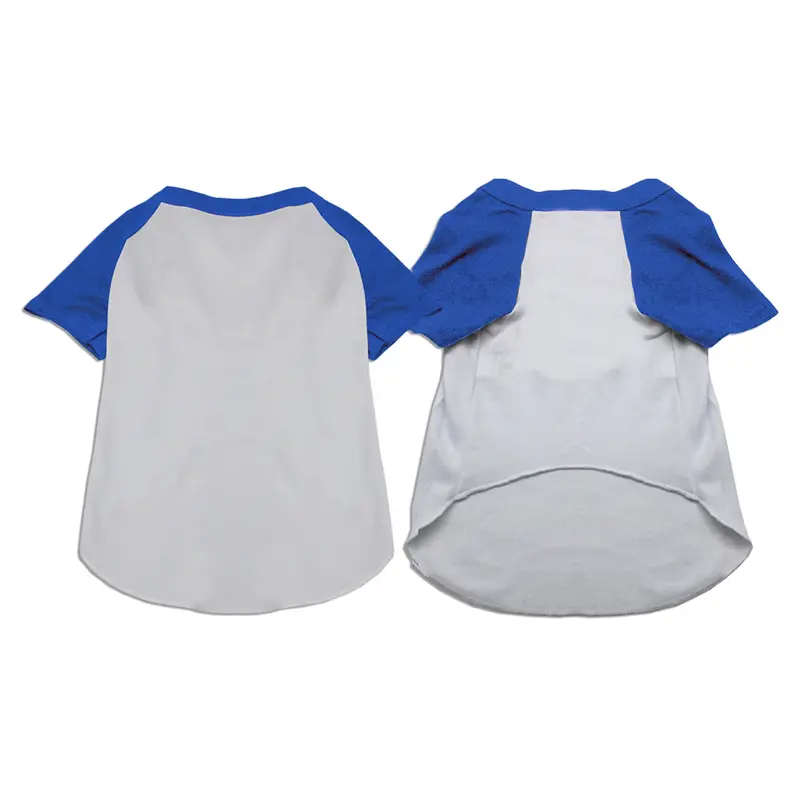 Mirage Raglan Baseball Dog Shirt - White with Blue