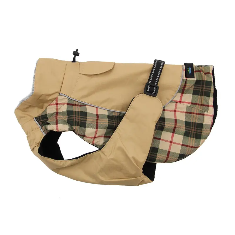 Alpine All-Weather Dog Coat by Doggie Design - Beige Plaid