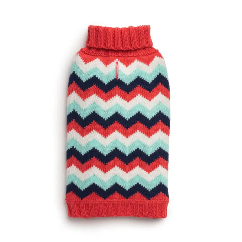 fabdog Chevron Turtleneck Dog Sweater - Melon