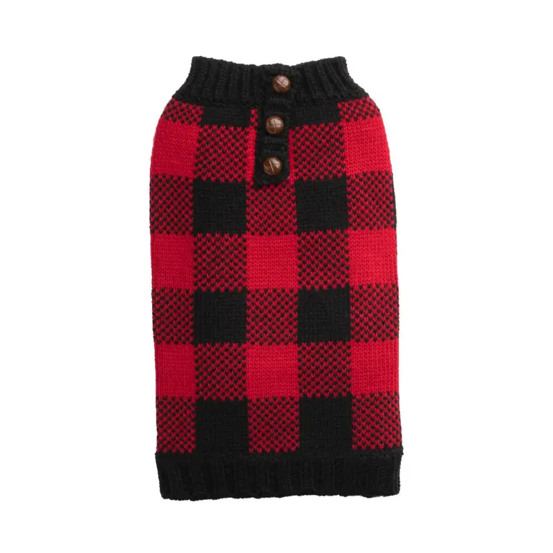 fabdog Henley Dog Sweater - Buffalo Check