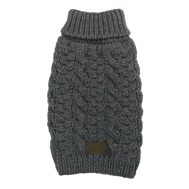 fabdog Wool Turtleneck Dog Sweater - Gray