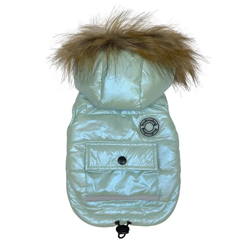 foufou Dog Iridescent Parka Dog Coat - Teal