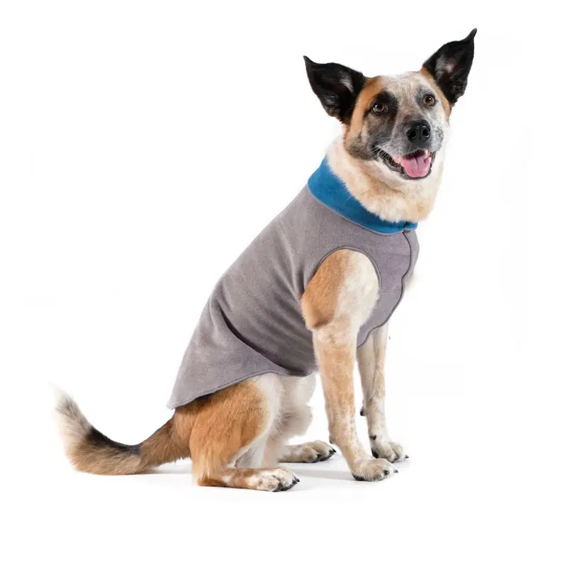 Gold Paw Duluth Double Reversible Fleece Dog Jacket - Charcoal/Marine Blue