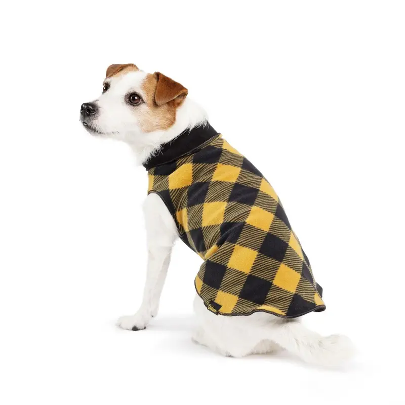 Gold Paw Duluth Double Reversible Fleece Dog Jacket - Gold Check and Black
