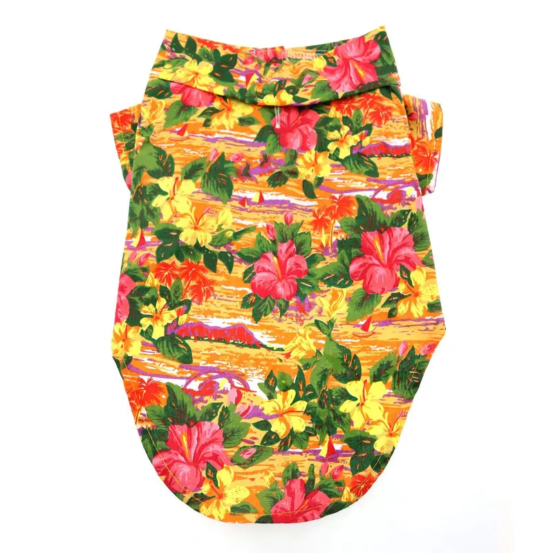 Hawaiian Camp Shirt by Doggie Design - Sunset Hibiscus