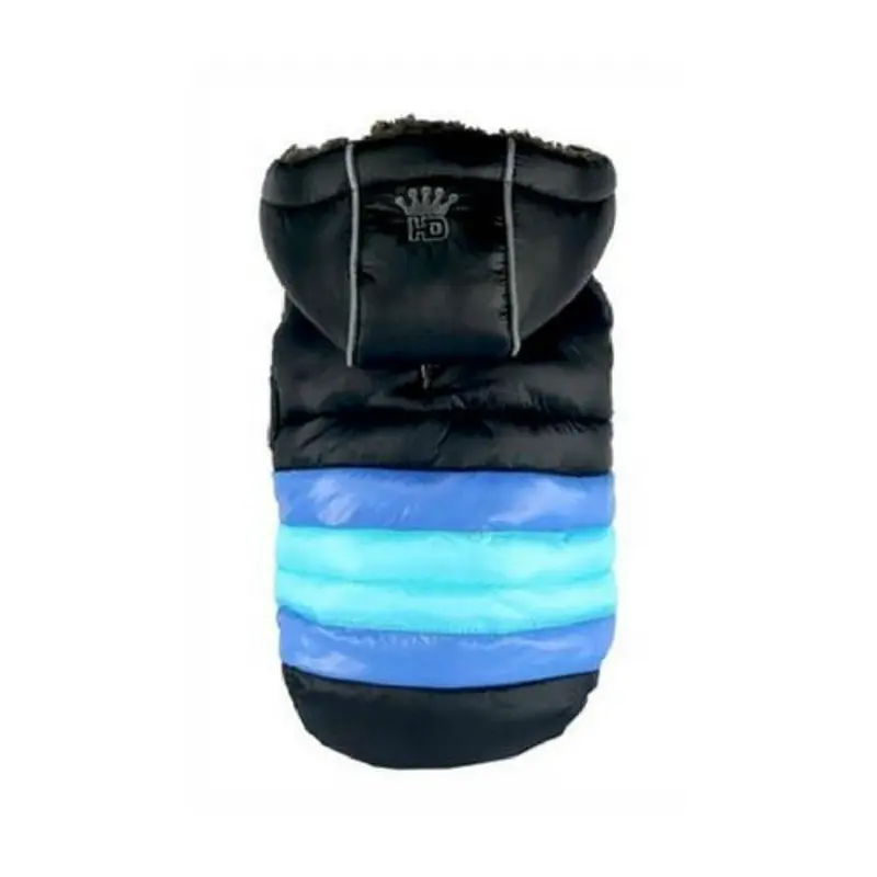 Hip Doggie Soft Stripe Puffer Dog Coat - Black