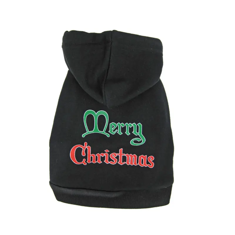 Mirage Merry Christmas Print Dog Hoodie - Black