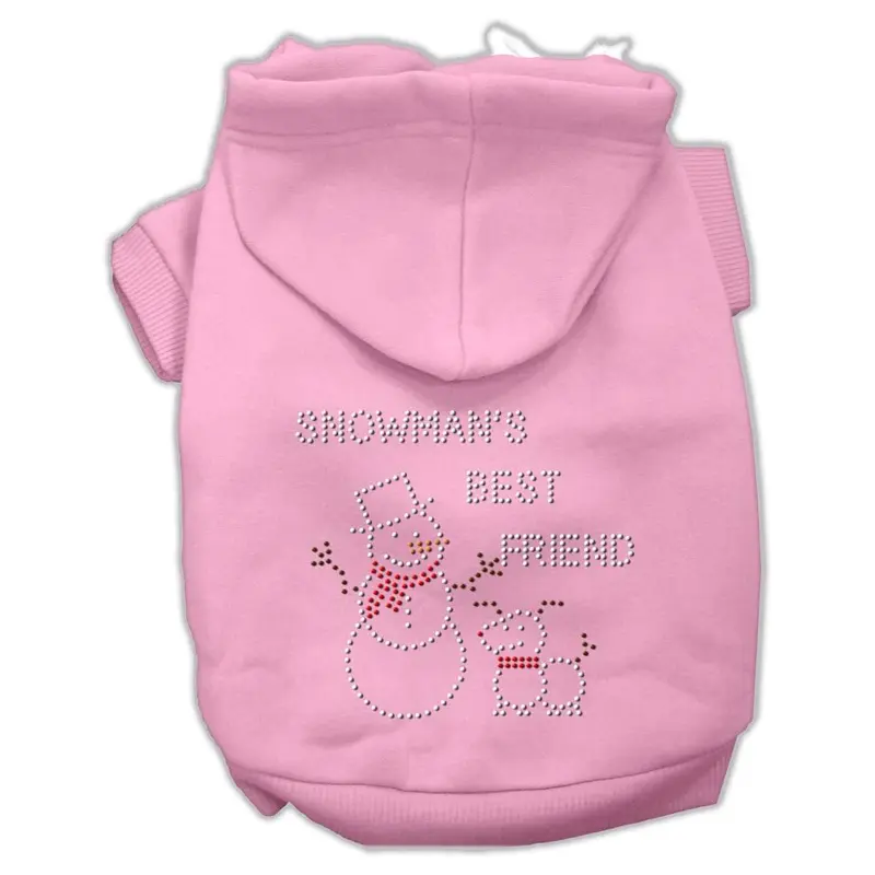 Mirage Snowman's Best Friend Rhinestone Dog Hoodie - Light Pink