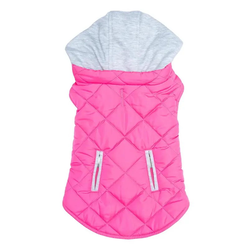 Doggie Design Weekender Quilted Hoodie Dog Jacket - Pink