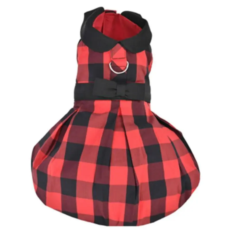 Parisian Pet Buffalo Checkered Taffeta Dog Dress - Red