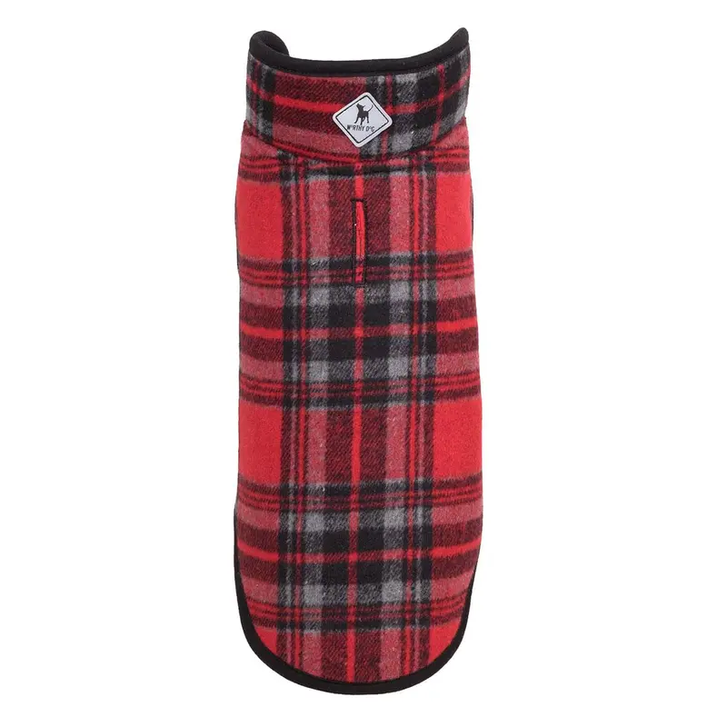 Worthy Dog Alpine Sherpa Dog Jacket - Red/Black Plaid