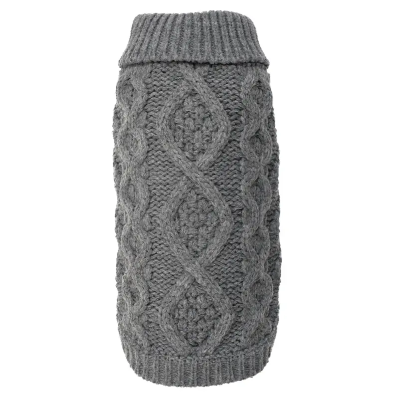 Worthy Dog Chunky Knit Turtleneck Dog Sweater - Gray