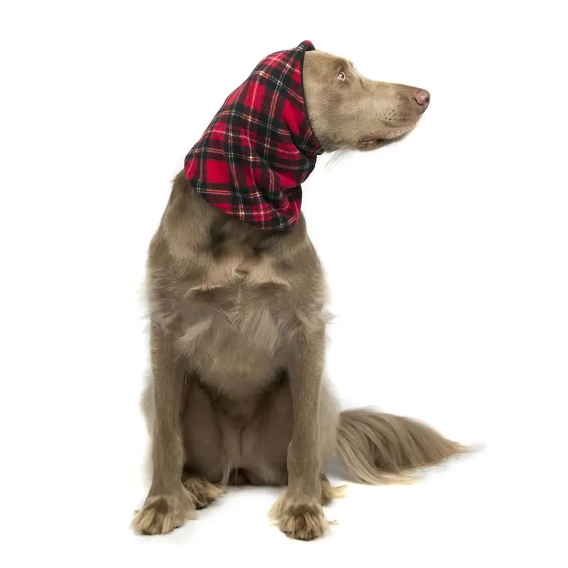 Gold Paw Dog Snood - Red Tartan/Black