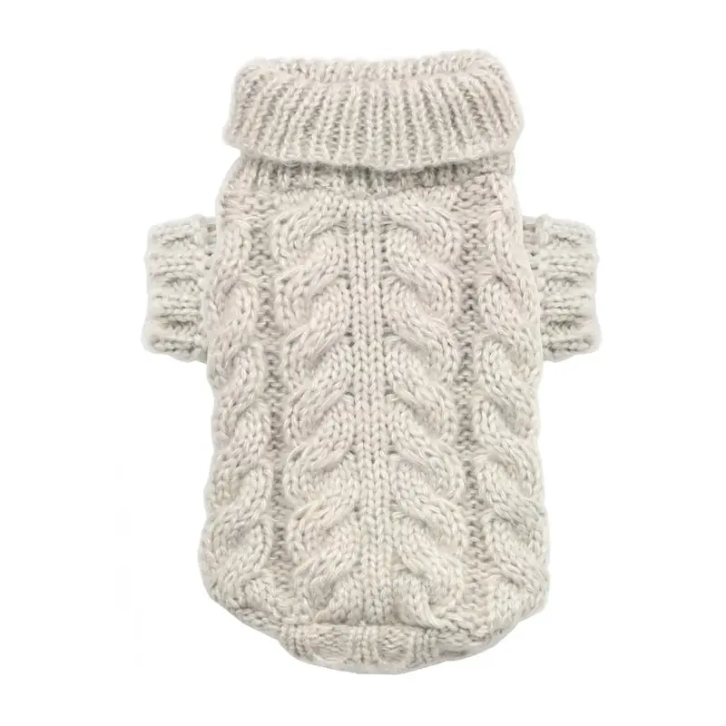 Hip Doggie Angora Cable Knit Dog Sweater - Sand