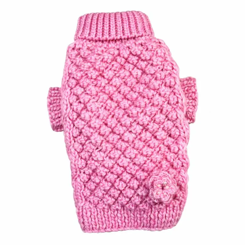 Klippo Pink Bobble Stitch Turtleneck Dog Sweater