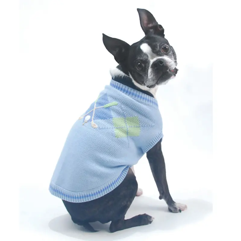 Oscar Newman Hole in One Golf Dog Sweater - Blue