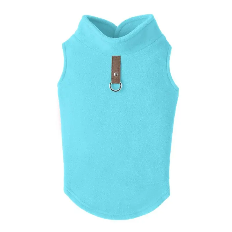 Gooby Fleece Dog Vest - Turquoise with Brown