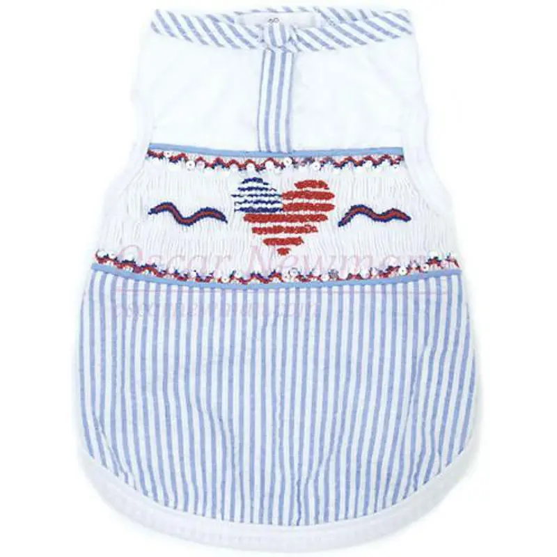Oscar Newman Liberty Hand-Smocked Dog Shirt