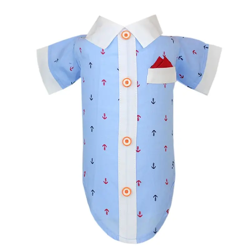 Parisian Pet Anchor Woven Dog Shirt - Blue