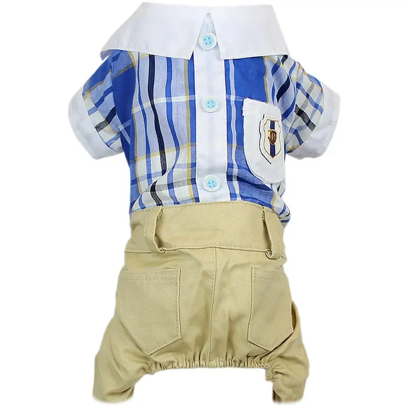Parisian Pet Plaid Royal Dog Jumpsuit - Blue