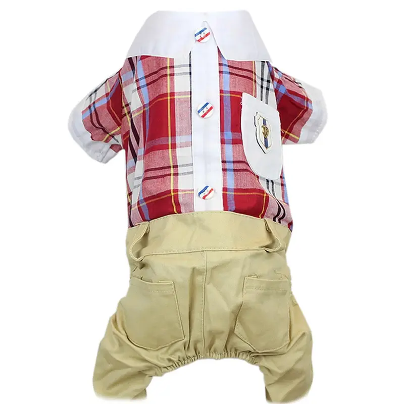 Parisian Pet Plaid Royal Dog Jumpsuit - Red