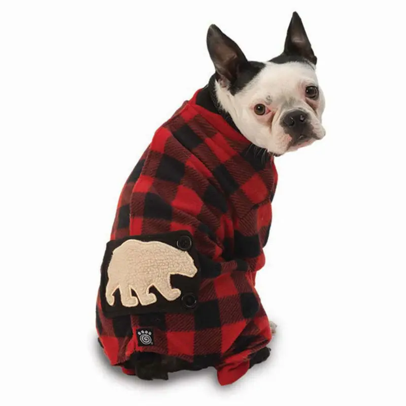 Petrageous Jackson Polar Bear Dog Pajamas - Red/Black