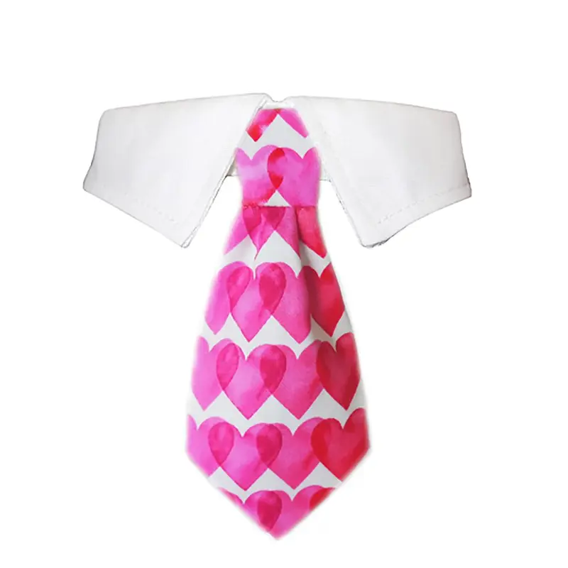 Pooch Outfitters Heart Dog Shirt Collar and Tie - Pink