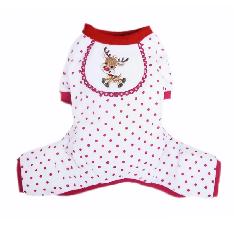 Pooch Outfitters Reindeer Design Dog Pajamas - Red