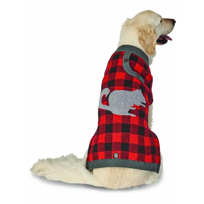 Jackson Novelty Dog Sweater - Buffalo Check Squirrel