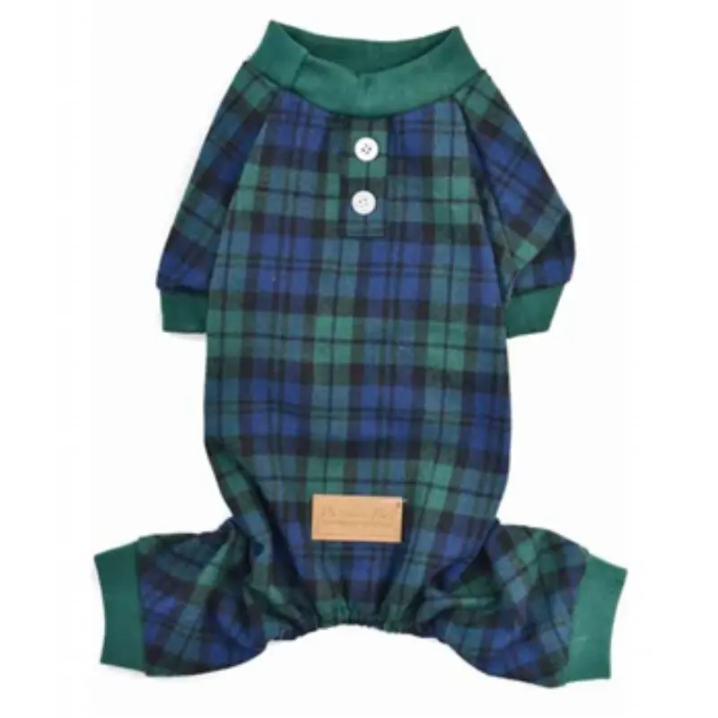 Parisian Pet Scottish Plaid Dog Pajamas - Green