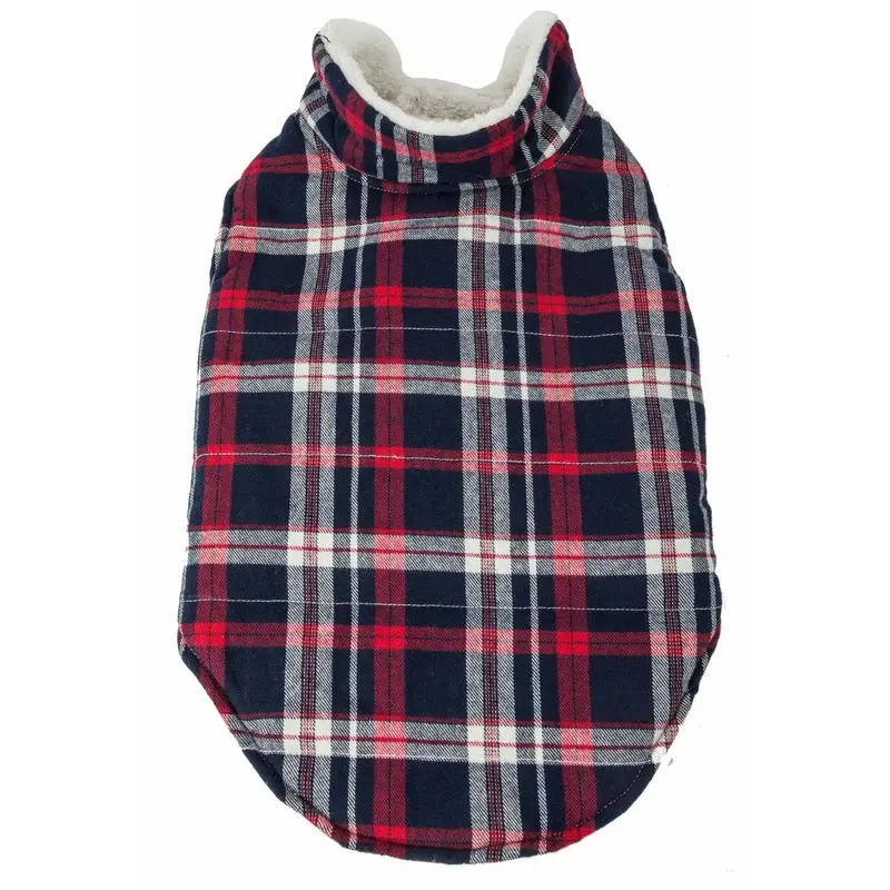Pet Life Puddler Classical Plaid Insulated Dog Coat - Black and Red