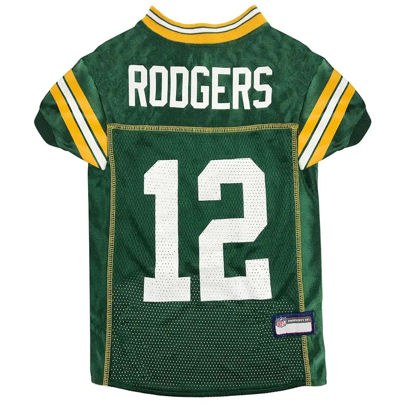 Aaron Rodgers Dog Jersey - Green with Yellow & White Trim