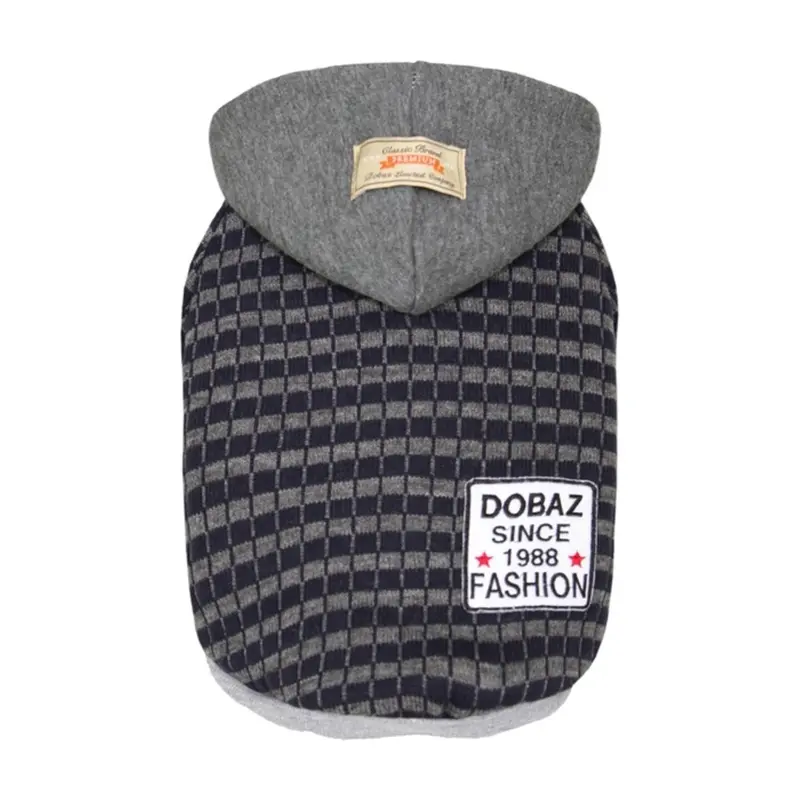 Dobaz Striped Knit Dog Hoodie - Gray & Navy
