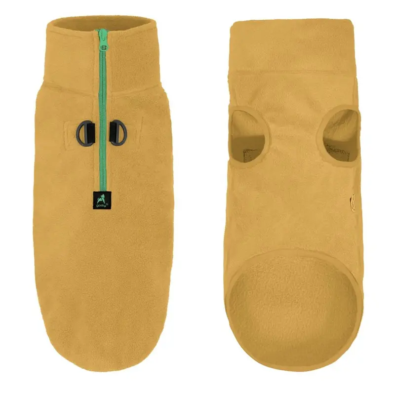 Gooby Half Zip-Up Fleece Dog Vest - Sand