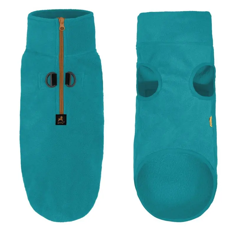 Gooby Half Zip-Up Fleece Dog Vest - Turquoise