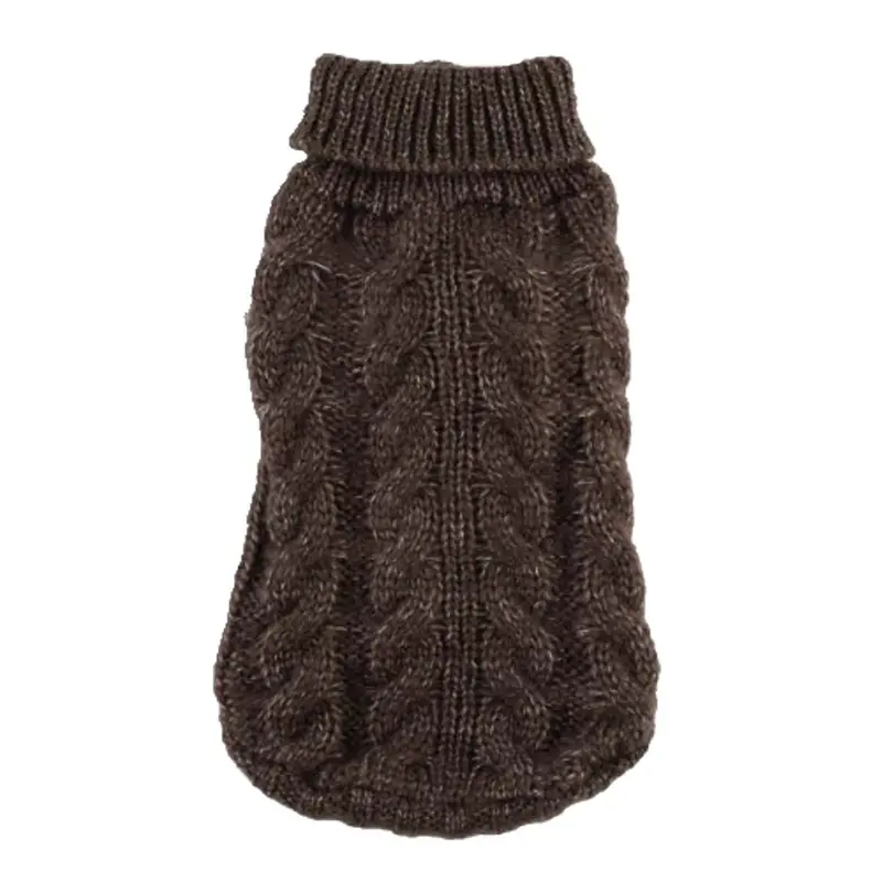 Hip Doggie Angora Cable Knit Dog Sweater - Brown
