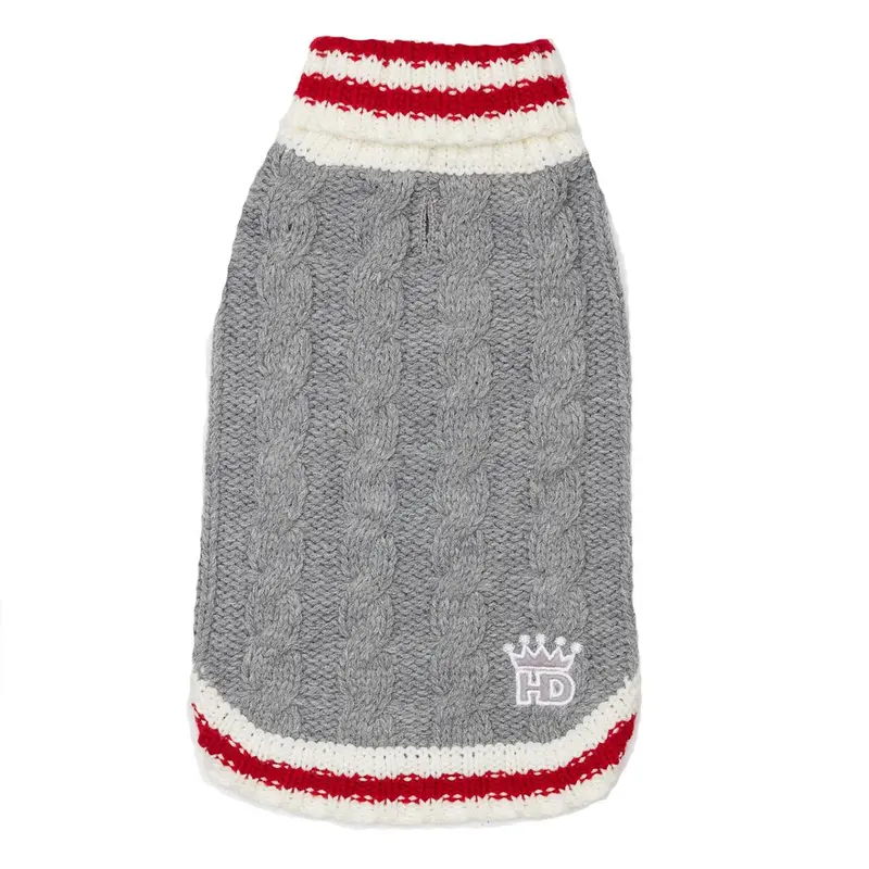 Hip Doggie Cable Knit Dog Sweater - Gray