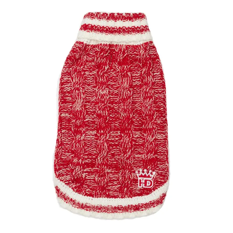 Hip Doggie Cable Knit Dog Sweater - Red